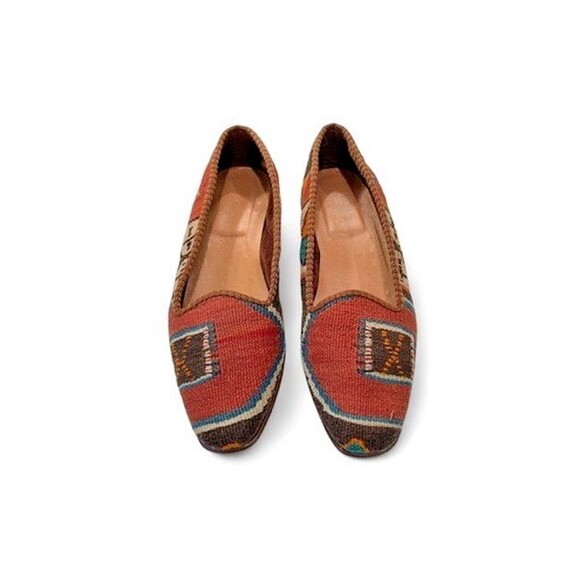 Kilim Loafers Size 8.5 – Boho Textile Handmade Slip-On Flats - Picture 5 of 8
